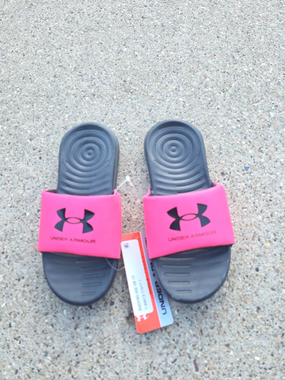 Under Armour Pink & Black Slide Sandals Little Girls Size 1Y